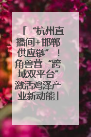 “杭州直播间+邯郸供应链”！角兽营“跨域双平台”激活鸡泽产业新动能