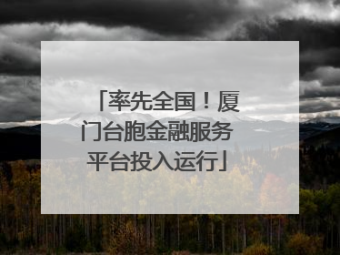 率先全国！厦门台胞金融服务平台投入运行