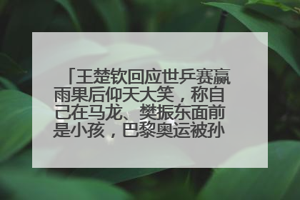 王楚钦回应世乒赛赢雨果后仰天大笑，称自己在马龙、樊振东面前是小孩，巴黎奥运被孙颖莎带着打