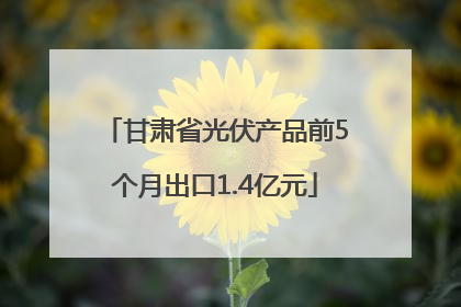 甘肃省光伏产品前5个月出口1.4亿元