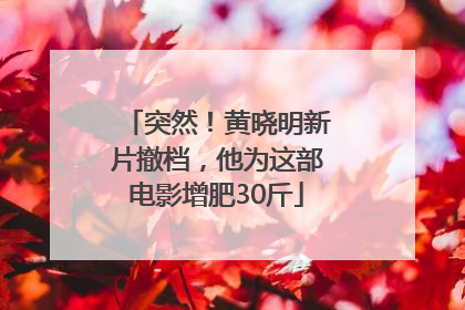 突然！黄晓明新片撤档，他为这部电影增肥30斤
