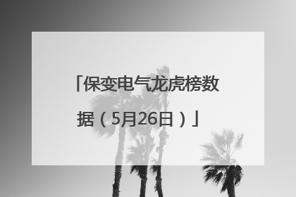 保变电气龙虎榜数据（5月26日）