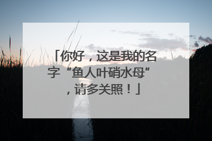 你好，这是我的名字“鱼人叶硝水母”，请多关照！