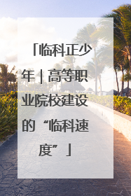临科正少年｜高等职业院校建设的“临科速度”