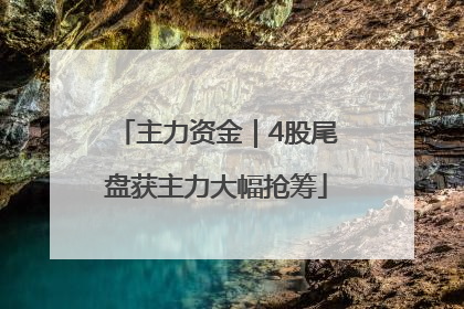 主力资金｜4股尾盘获主力大幅抢筹