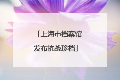 上海市档案馆发布抗战珍档