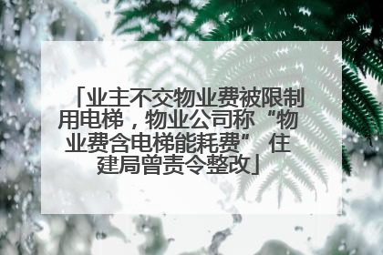 业主不交物业费被限制用电梯，物业公司称“物业费含电梯能耗费” 住建局曾责令整改