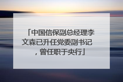 中国信保副总经理李文森已升任党委副书记，曾任职于央行