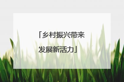 乡村振兴带来发展新活力