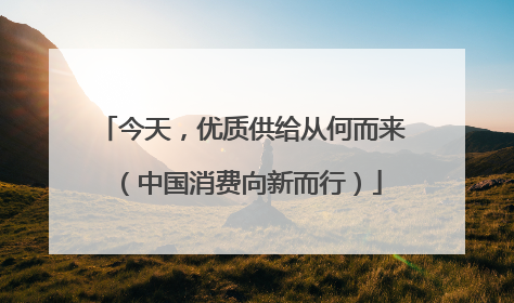 今天，优质供给从何而来（中国消费向新而行）