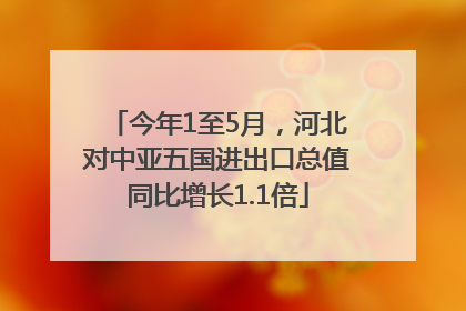 今年1至5月，河北对中亚五国进出口总值同比增长1.1倍