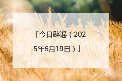 今日辟谣（2025年6月19日）