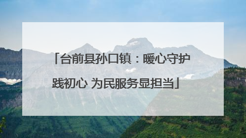 台前县孙口镇：暖心守护践初心 为民服务显担当
