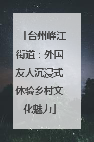台州峰江街道：外国友人沉浸式体验乡村文化魅力