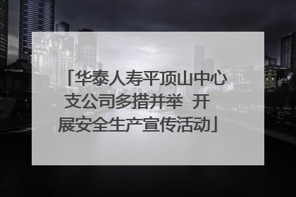华泰人寿平顶山中心支公司多措并举  开展安全生产宣传活动