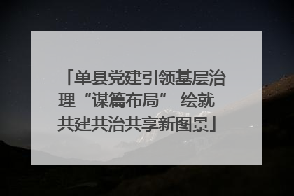 单县党建引领基层治理“谋篇布局” 绘就共建共治共享新图景