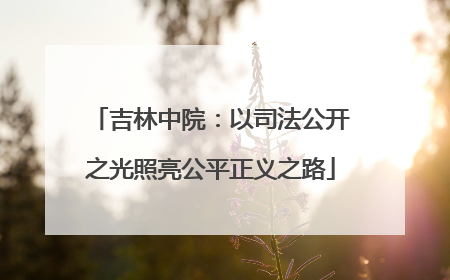 吉林中院：以司法公开之光照亮公平正义之路