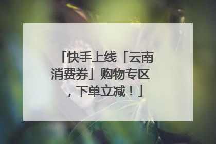 快手上线「云南消费券」购物专区，下单立减！