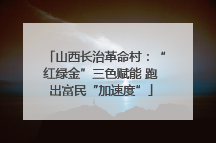 山西长治革命村：“红绿金”三色赋能 跑出富民“加速度”