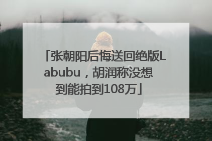 张朝阳后悔送回绝版Labubu，胡润称没想到能拍到108万