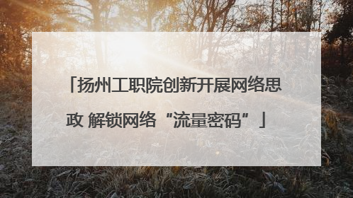 扬州工职院创新开展网络思政 解锁网络“流量密码”