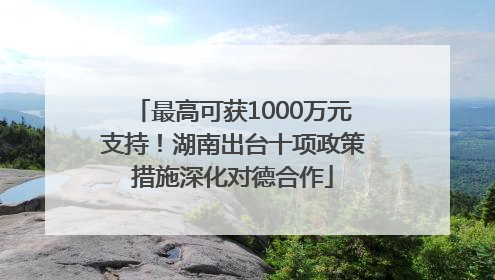最高可获1000万元支持！湖南出台十项政策措施深化对德合作