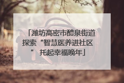 潍坊高密市醴泉街道探索“智慧医养进社区” 托起幸福晚年
