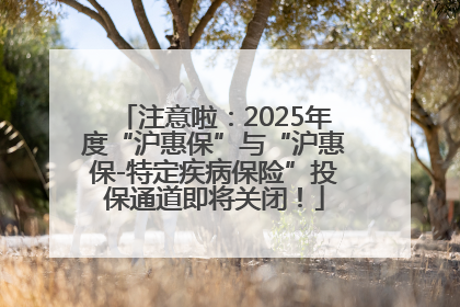 注意啦：2025年度“沪惠保”与“沪惠保-特定疾病保险”投保通道即将关闭！
