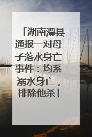 湖南澧县通报一对母子落水身亡事件：均系溺水身亡，排除他杀