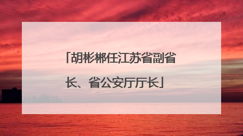 胡彬郴任江苏省副省长、省公安厅厅长