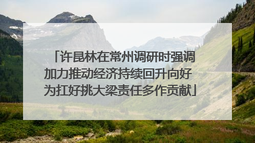 许昆林在常州调研时强调 加力推动经济持续回升向好 为扛好挑大梁责任多作贡献