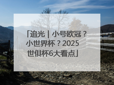 追光｜小号欧冠？小世界杯？2025世俱杯6大看点