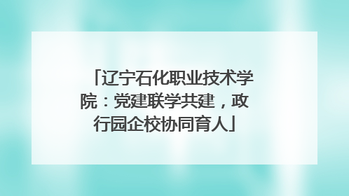 辽宁石化职业技术学院：党建联学共建，政行园企校协同育人