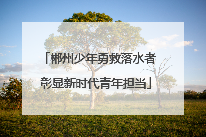 郴州少年勇救落水者 彰显新时代青年担当