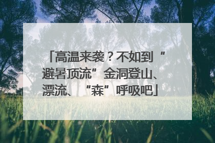 高温来袭？不如到“避暑顶流”金洞登山、漂流、“森”呼吸吧