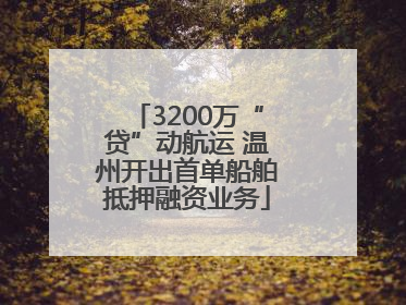 3200万“贷”动航运 温州开出首单船舶抵押融资业务